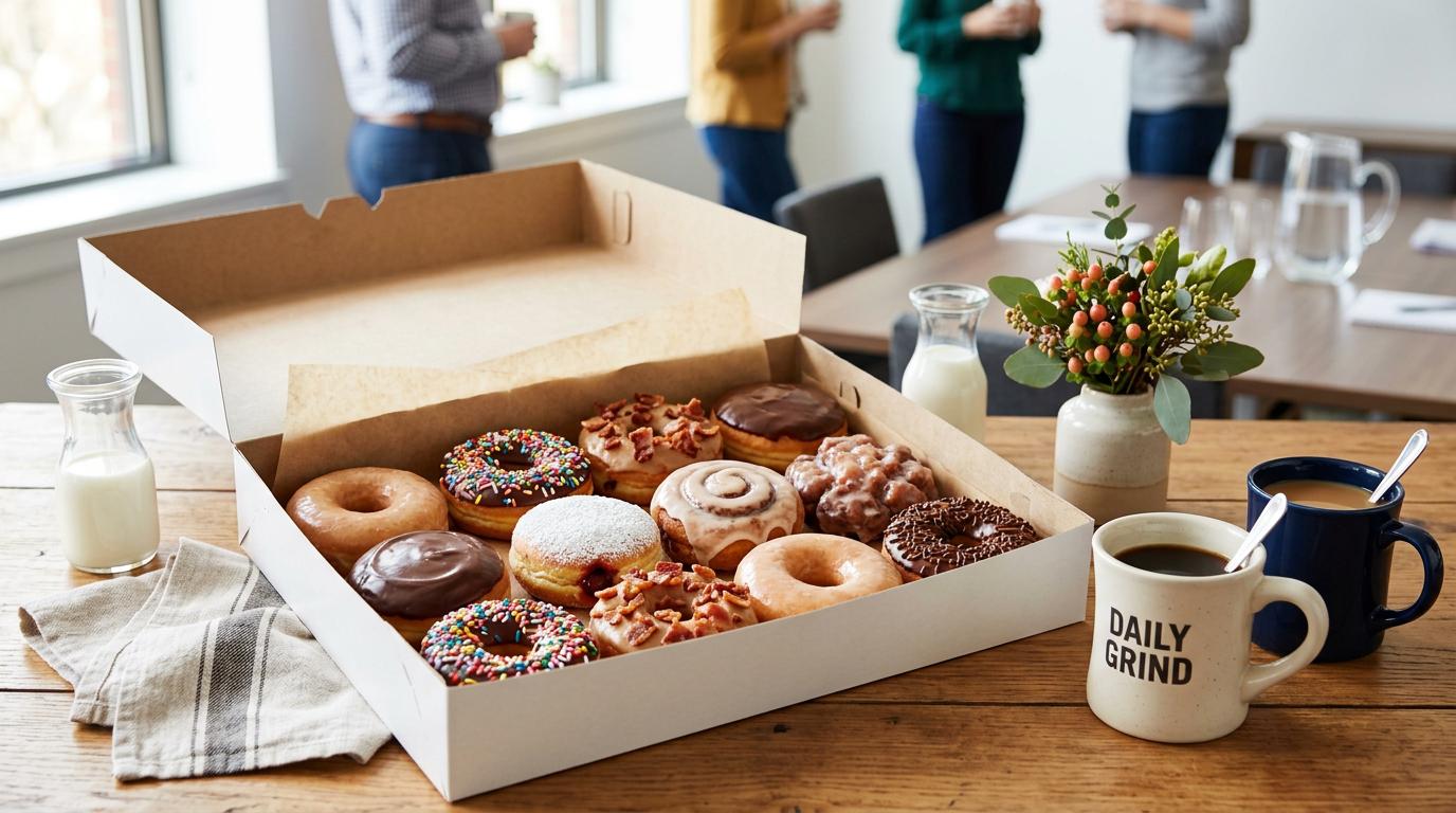 Beautiful assorted donut catering box for events