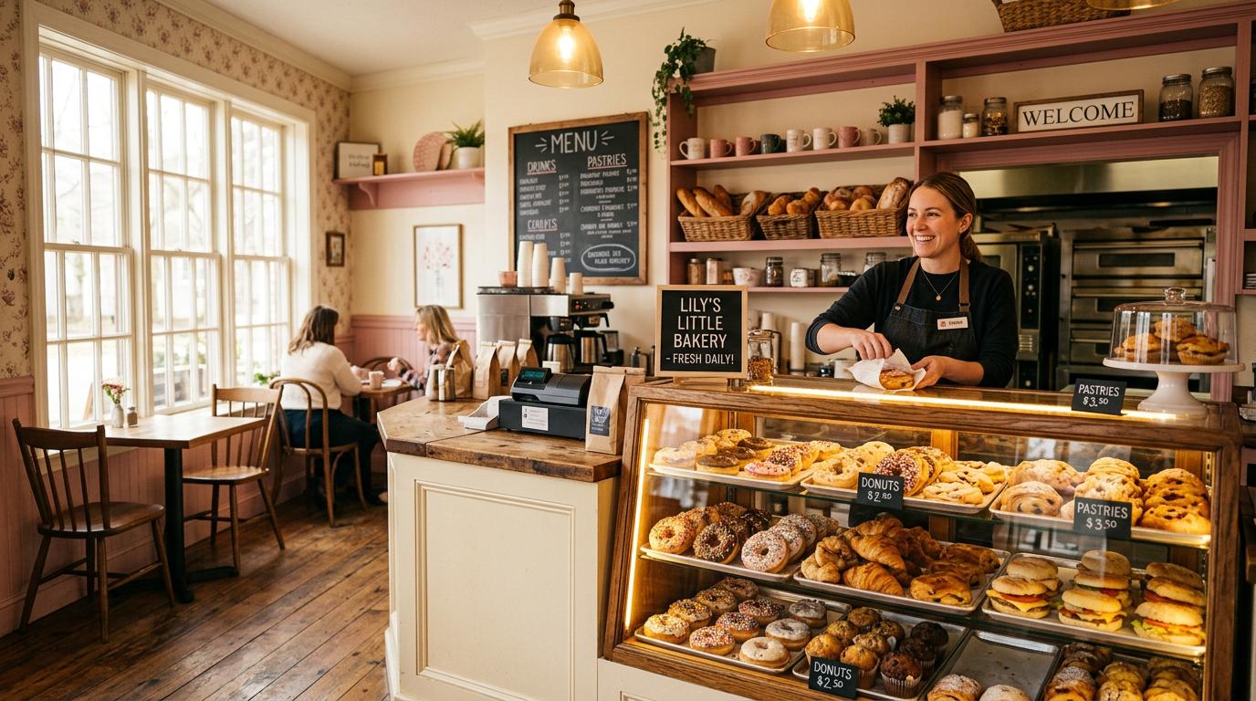 Inside Kings Donuts & Deli shop with display case of fresh donuts