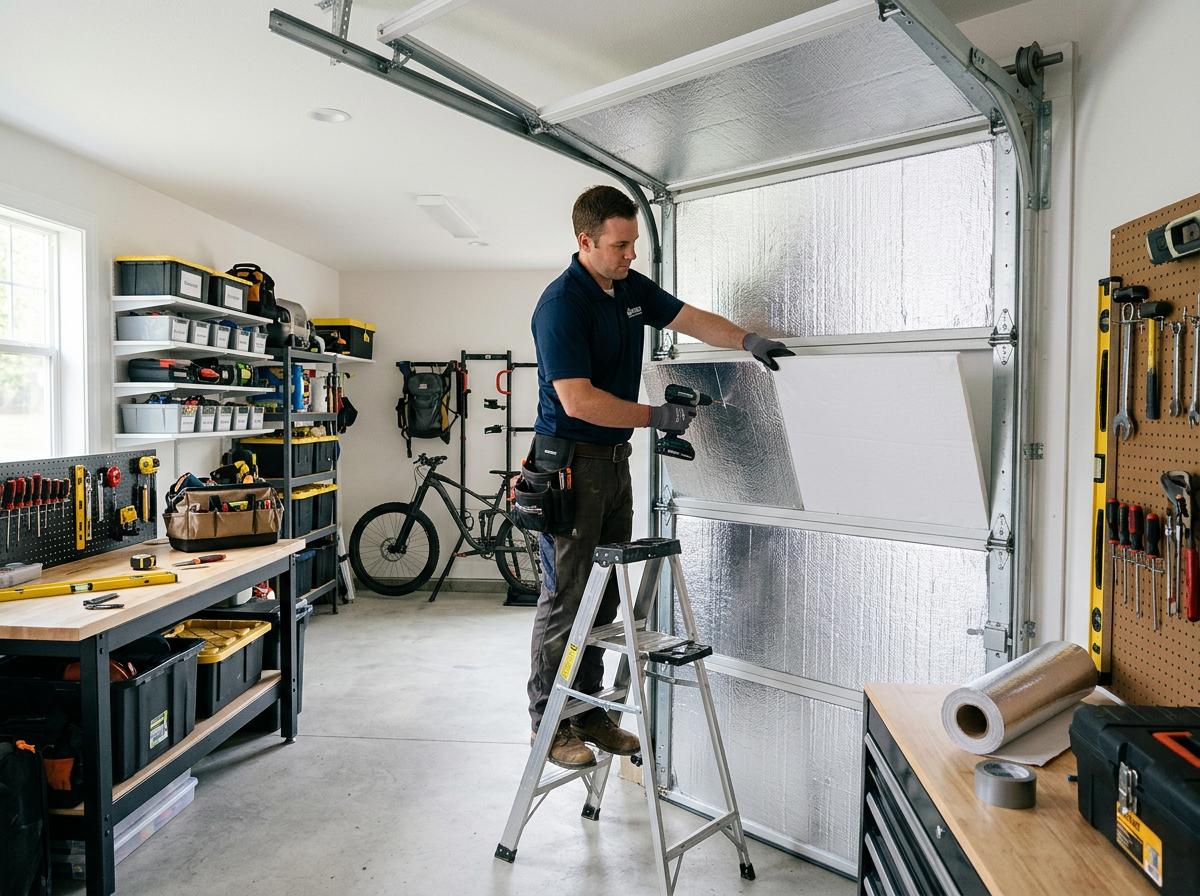 Garage door insulation installation for energy efficiency in Mount Dora FL
